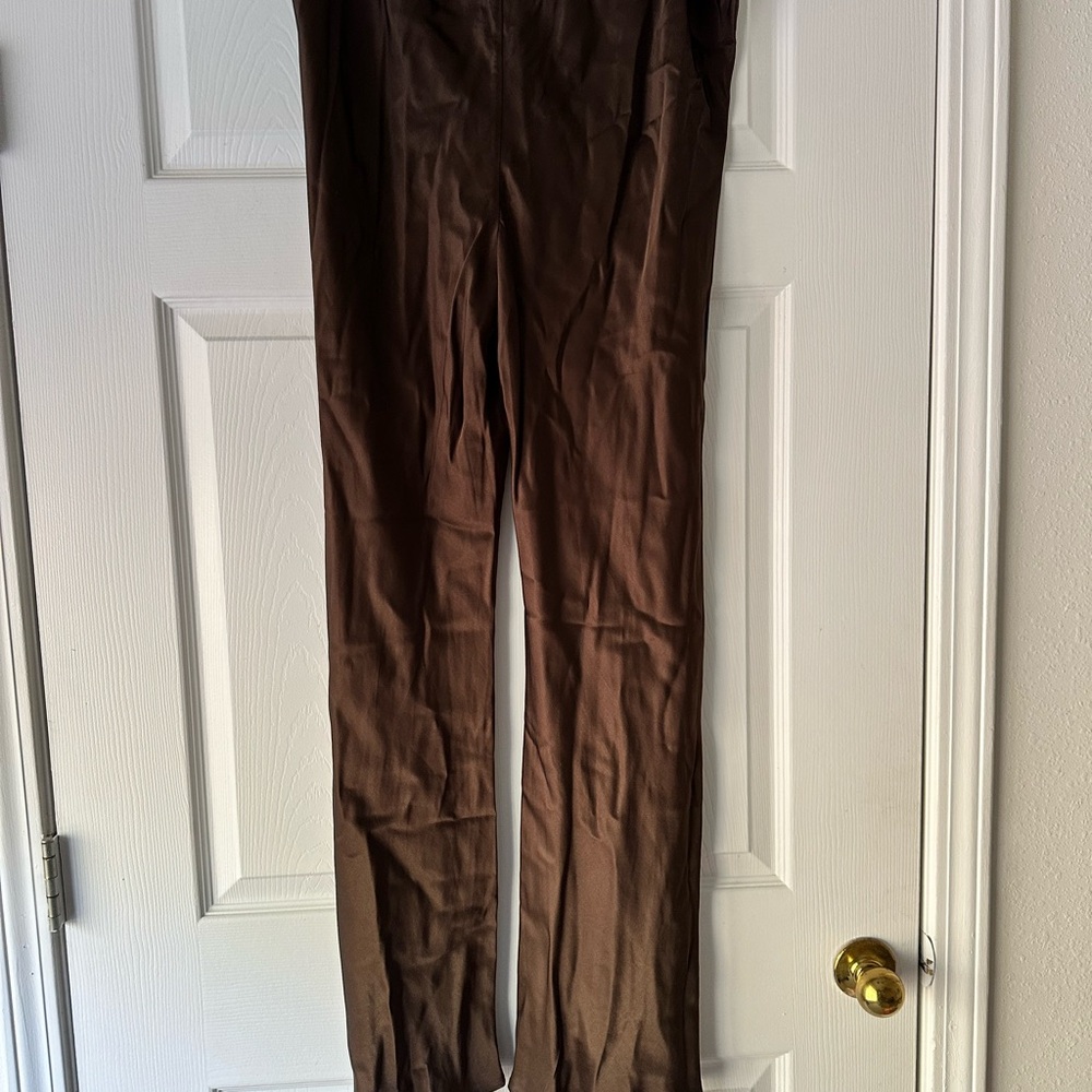 NWT! Zara brown silky pants size XXL - Picture 5 of 6